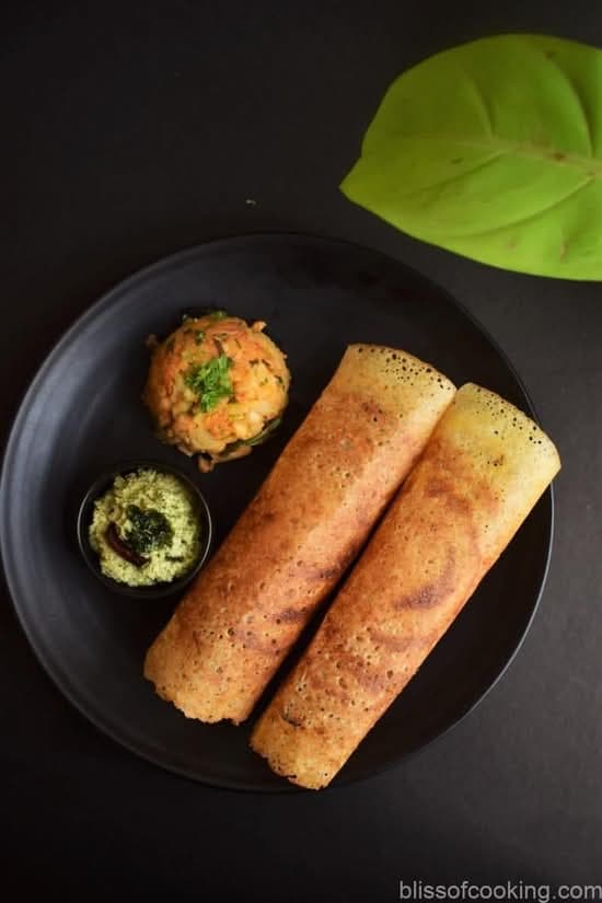 Rava dosa filled with spiced lamb